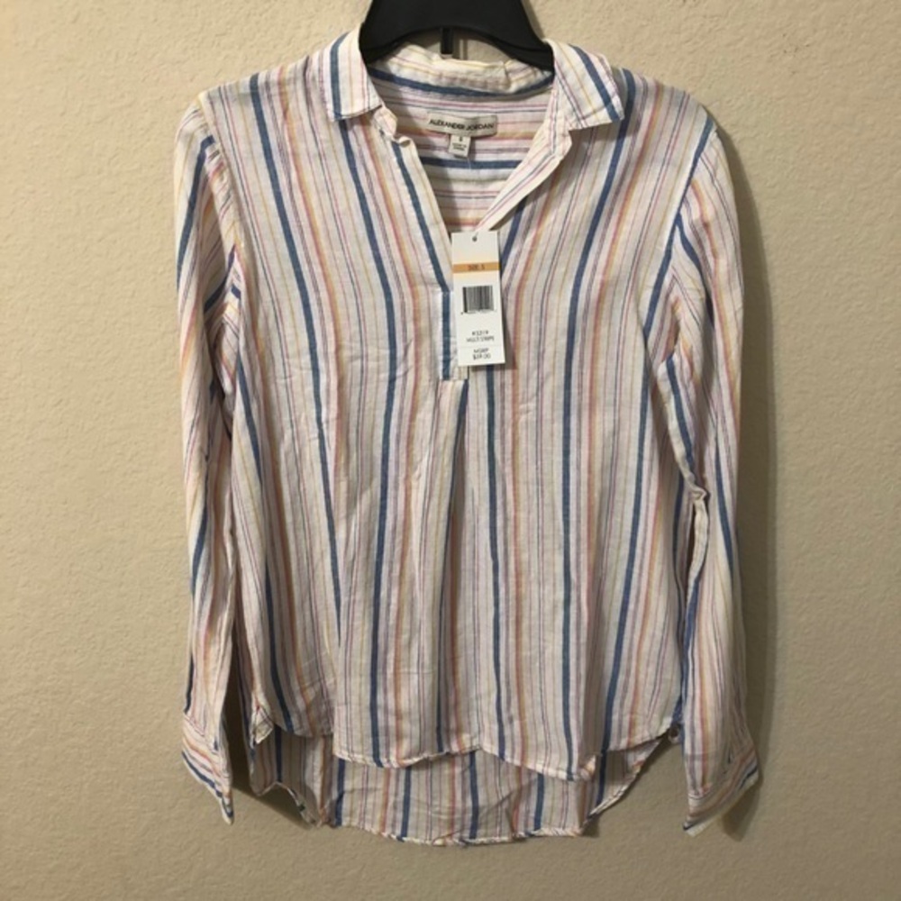 Alexander Jordan Top Striped Long Sleeve Tunic NWT